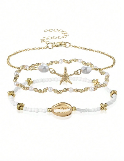 3-delige armband/enkelband set 'Summerglow'